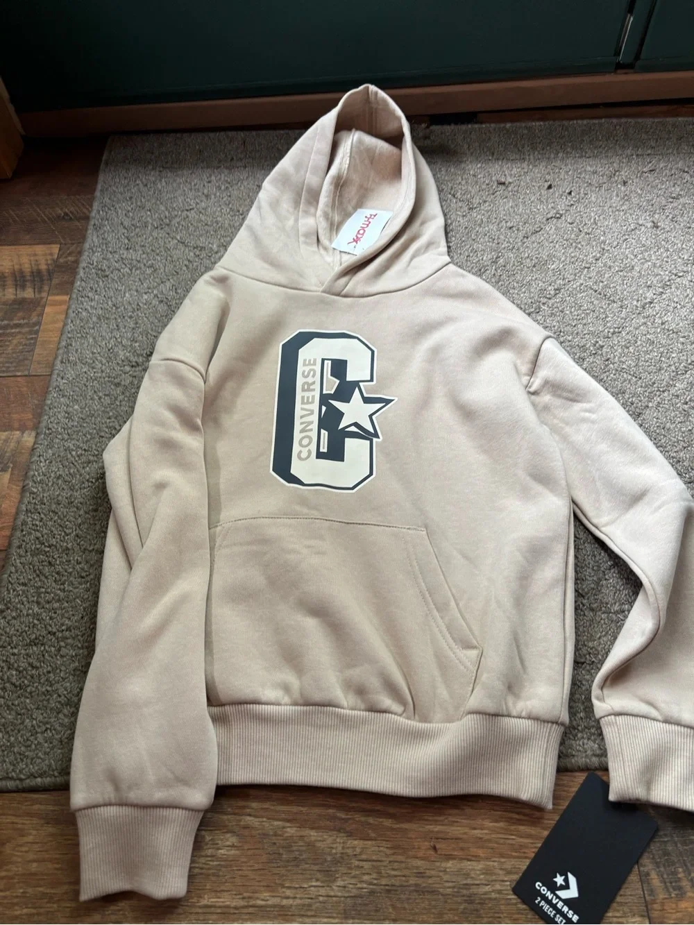 Converse boys Crewneck Hoodie in Light Beige with Logo
